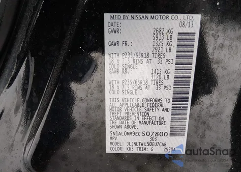 2014 Infiniti Qx60 z USA, uszkodzony, nr VIN 5N1AL0MM9EC507800